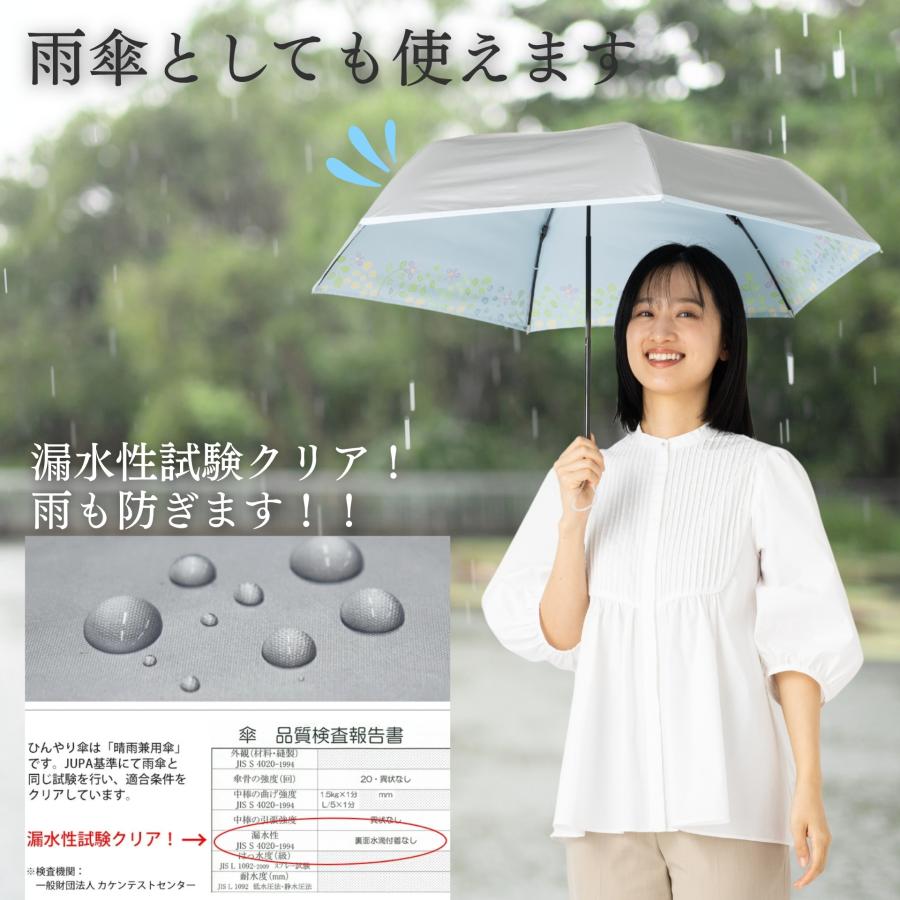 日傘 折りたたみ 晴雨兼用 シルバー/水彩風花柄 UVカット率100% 遮光率100% 遮熱 レディース 50cm ひんやり傘 リーベン 0801 | Lieben | 09