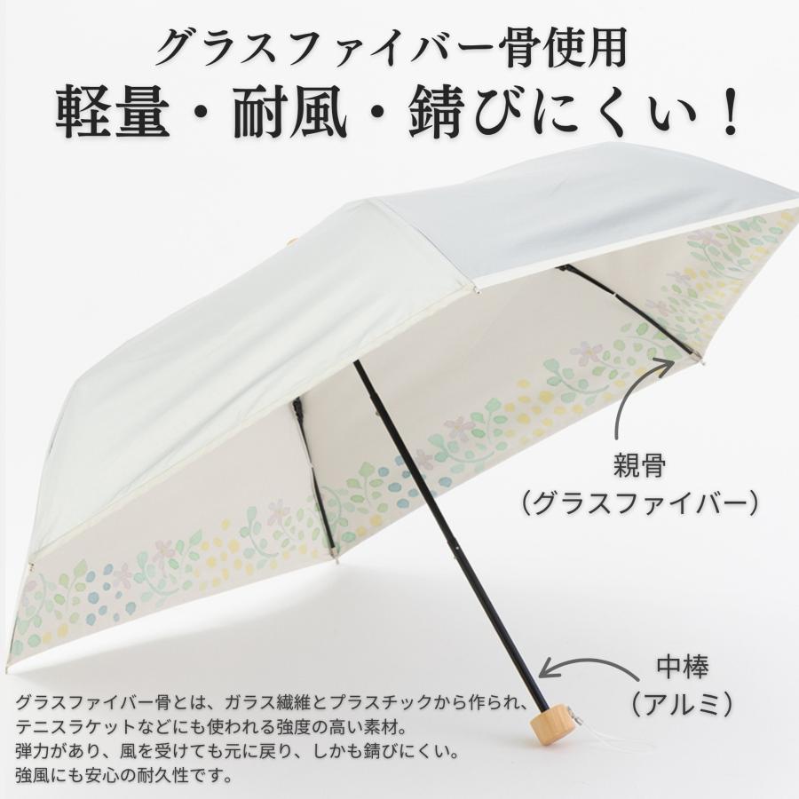 日傘 折りたたみ 晴雨兼用 シルバー/水彩風花柄 UVカット率100% 遮光率100% 遮熱 レディース 50cm ひんやり傘 リーベン 0801 | Lieben | 10