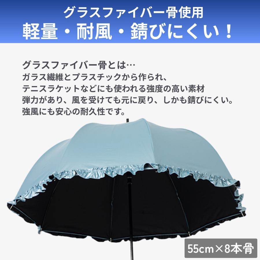 Lieben（リーベン） 日傘 長傘 晴雨兼用 フリル UVカット 遮光 遮熱