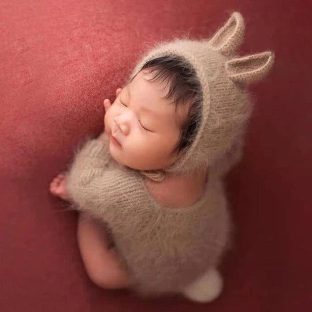 2個ニットベビー帽子ロンパースセット衣装幼児写真撮影服新生児の写真の小道具gxmb｜liefern｜06