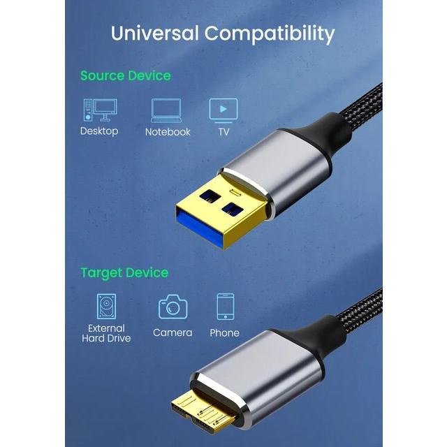 Robotsky-samsung s5 note 3 hdd用のusb 3.0-micro bケーブル,外付けハードドライブ用の5gb高速データケーブ｜liefern｜10