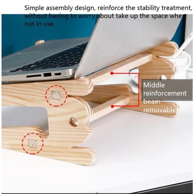 頑丈な木製のラップトップスタンド,垂直フレーム,クッション,冷却ベース,高さ｜liefern｜18
