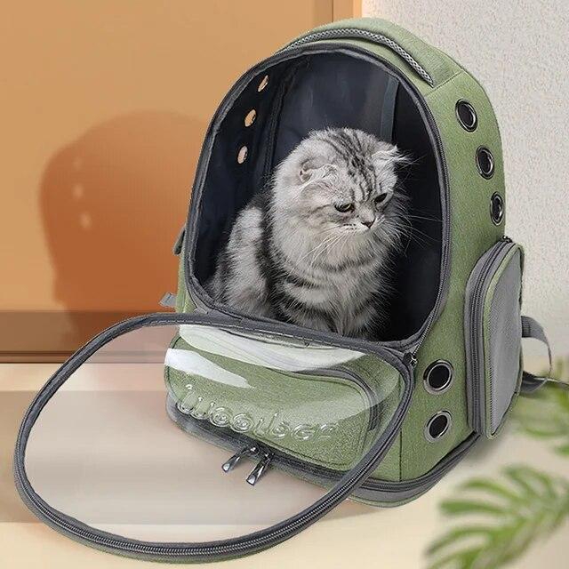 猫用の宇宙飛行士のバックパック,猫の絵が描かれた透明なキャリーバッグ,通気性のある素材,子猫,屋外スペースに適しています｜liefern｜07