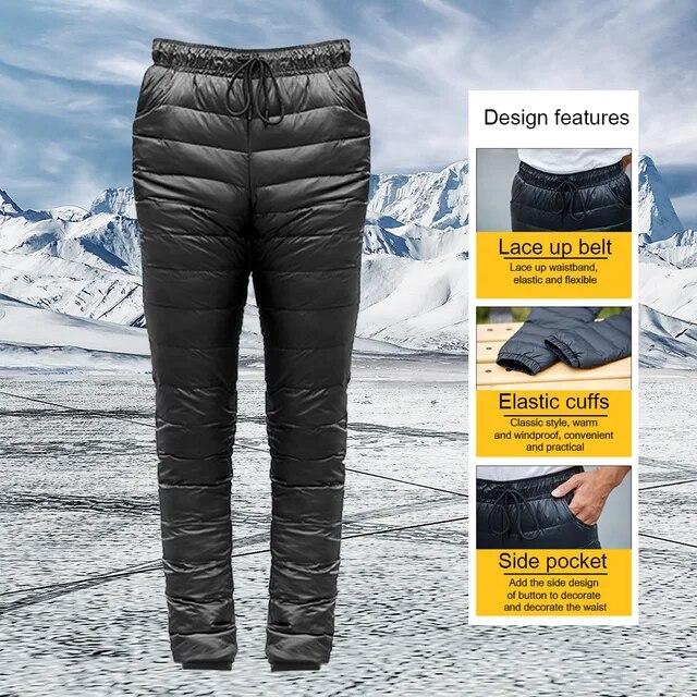 防風ドローストリングダウンパンツ、スキー厚手のズボン、クライミング、暖かい、キャンプ、ポータブル、屋外要素｜liefern｜05