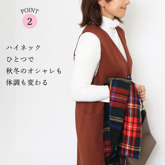 日本製 綿100％ ダブルガーゼ ハイネック 長袖 レディース カットソー インナー 薄手 秋冬 タートルネック ボトルネック 肌に優しい 敏感肌対応 チクチクしない |  | 06