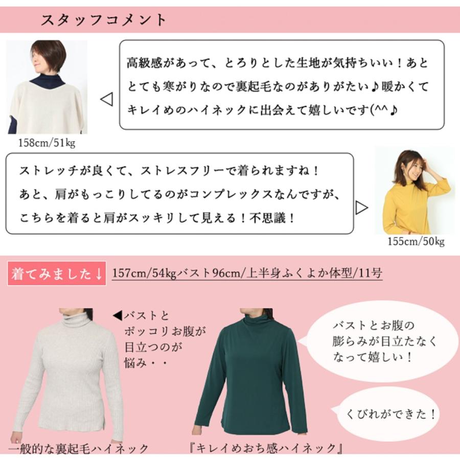 キレイめおち感 裏起毛ハイネック レディース 長袖 秋冬用 キレイめおち感 裏起毛ハイネック レディース 長袖 秋冬用