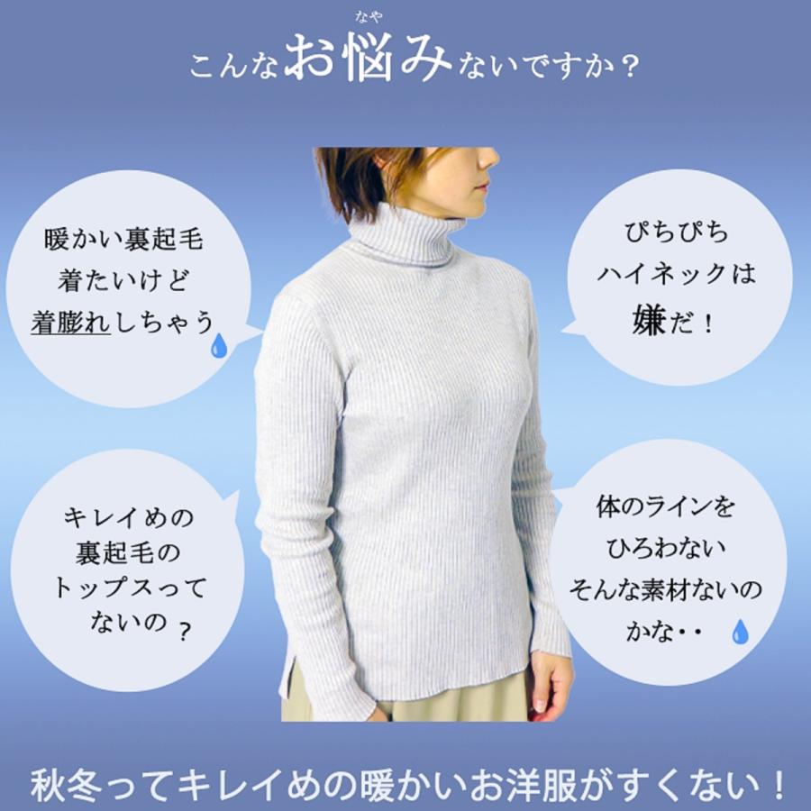 キレイめおち感 裏起毛ハイネック レディース 長袖 秋冬用 キレイめおち感 裏起毛ハイネック レディース 長袖 秋冬用
