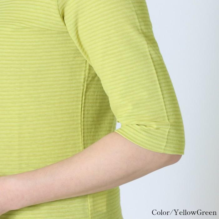 快適シャドーボーダー　短めハイネック　５分袖　レディース　日本製　春夏用　カットソー　綿100％　コットン　接触冷感　おしゃれ　コーデ　日よけ　uv |  | 10