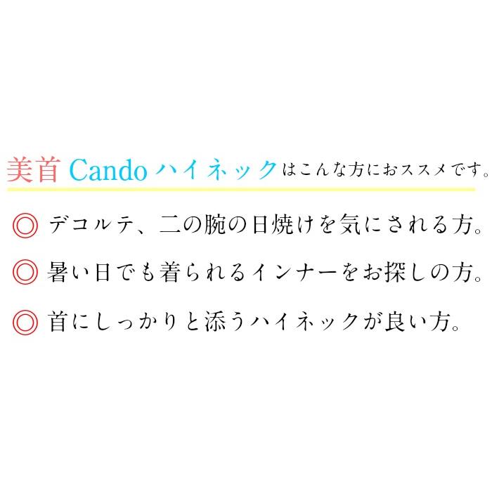 接触冷感　Cando美首ハイネック　春夏用　レディース　5分袖　カットソー　日本製　綿100％　日よけ　重ね着　ゴルフ　チュニックインナーUV　紫外線対策 |  | 03
