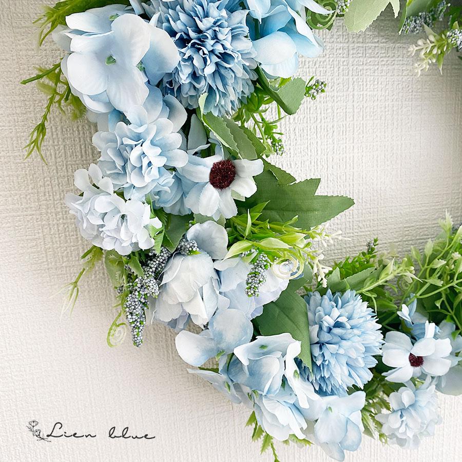 リース ブルー 大きめ 新築祝い 38cm 造花 インテリア おしゃれ 開店祝い 風水 flower フラワー アーティフィシャル 誕生日 記念日 母の日 プレゼント |  | 01