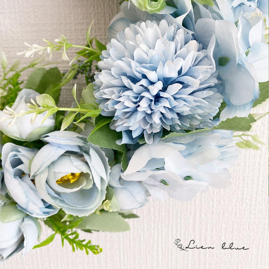 リース ブルー 大きめ 新築祝い 38cm 造花 インテリア おしゃれ 開店祝い 風水 flower フラワー アーティフィシャル 誕生日 記念日 母の日 プレゼント |  | 02