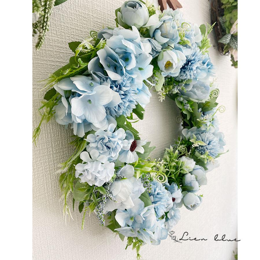 リース ブルー 大きめ 新築祝い 38cm 造花 インテリア おしゃれ 開店祝い 風水 flower フラワー アーティフィシャル 誕生日 記念日 母の日 プレゼント |  | 05
