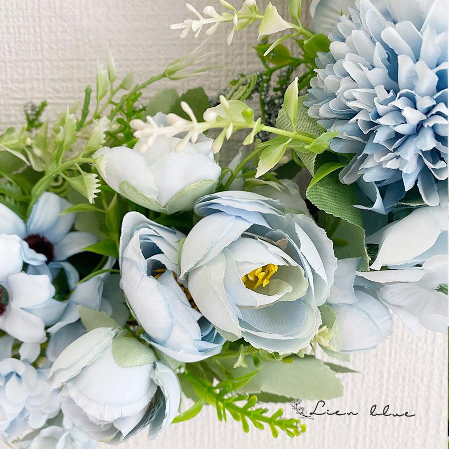リース ブルー 大きめ 新築祝い 38cm 造花 インテリア おしゃれ 開店祝い 風水 flower フラワー アーティフィシャル 誕生日 記念日 母の日 プレゼント |  | 03