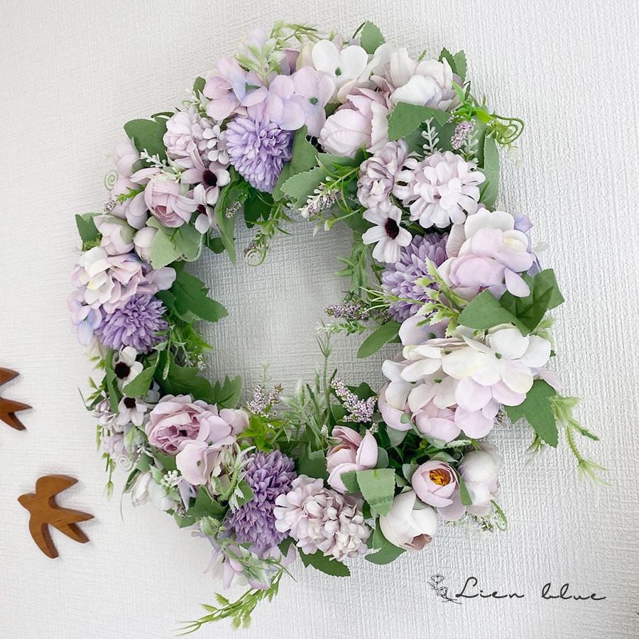 リース 紫 大きめ 新築祝い 38cm 造花 インテリア おしゃれ 開店祝い 風水 flower フラワー アーティフィシャル 誕生日 記念日 母の日 プレゼント |  | 03