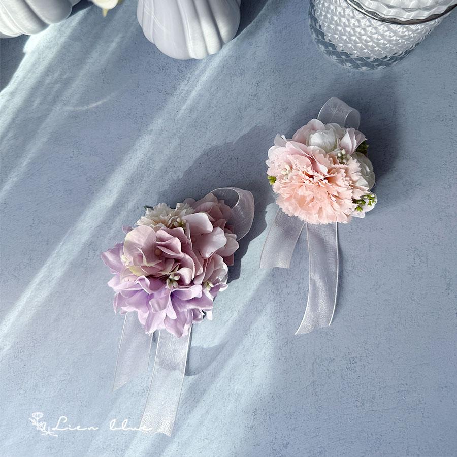 コサージュ カーネーション ラナンキュラス ピンク ホワイト リボン かわいい  春 シンプル　卒業式　入学式　結婚式 |  | 03