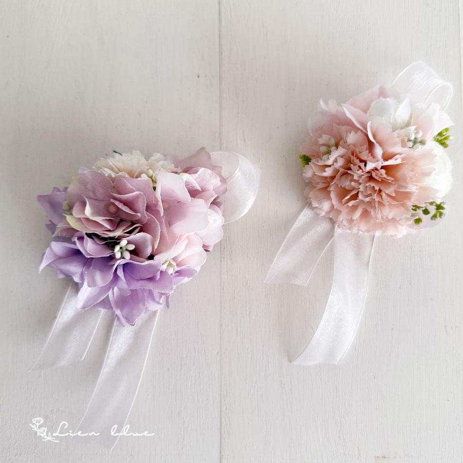 コサージュ ダリア カーネーション 紫陽花 パープル ピンク ホワイト リボン かわいい  春 シンプル　卒業式　入学式　結婚式 |  | 07