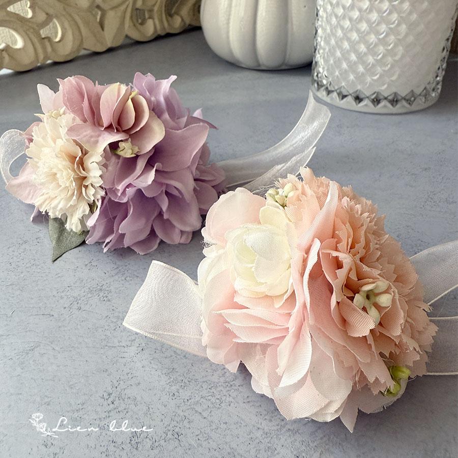 コサージュ ダリア カーネーション 紫陽花 パープル ピンク ホワイト リボン かわいい  春 シンプル　卒業式　入学式　結婚式 |  | 06