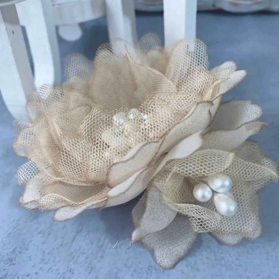 コサージュ ベージュ オーガンジー かわいい シンプル 卒業式 入学式 結婚式 アーティフィシャル 造花 卒業式 ウエディング |  | 06