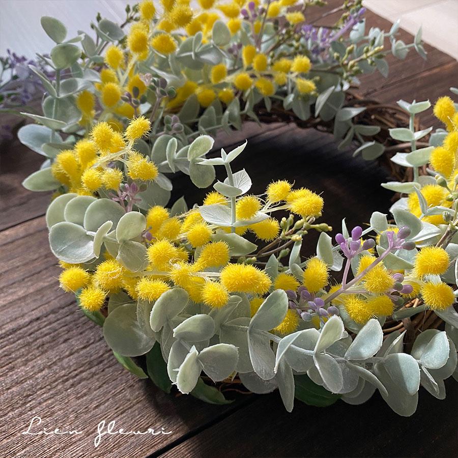 ミモザ 花 リース イエロー ユーカリ 風水 春 flower フラワー アーティフィシャル 造花 インテリア 誕生日 記念日 母の日 プレゼント |  | 01