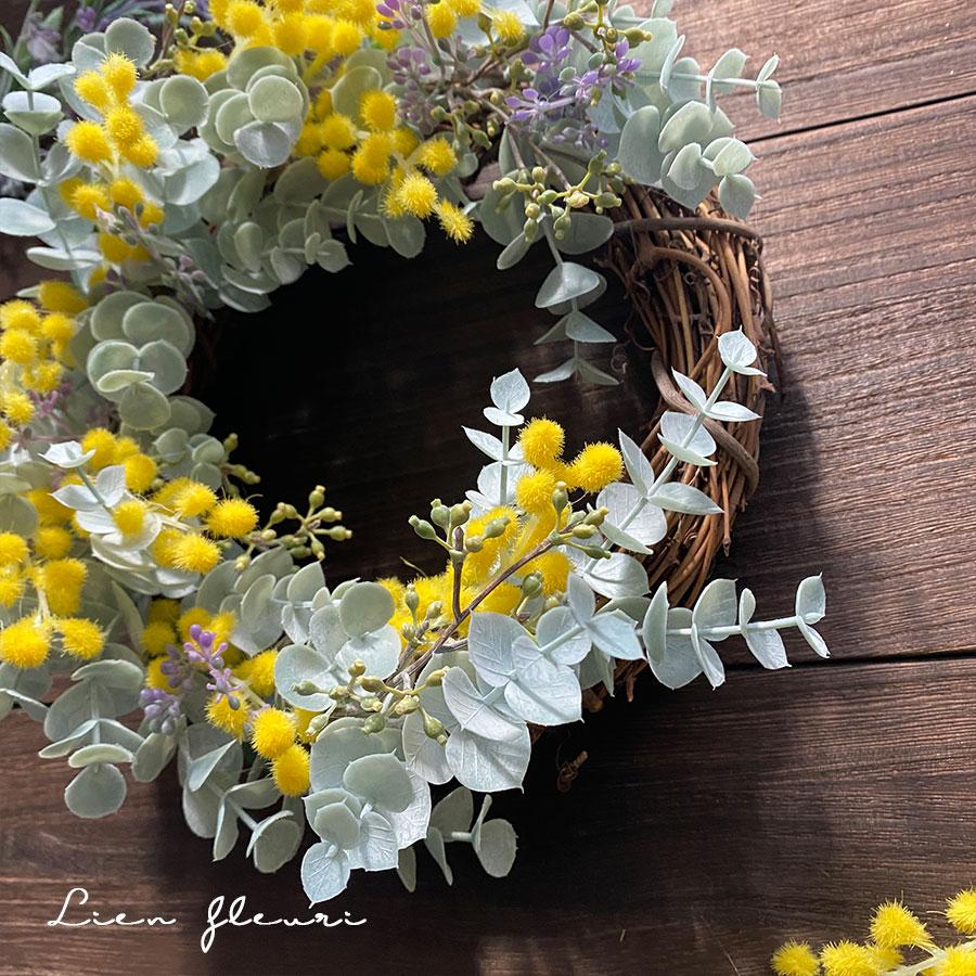 ミモザ 花 リース イエロー ユーカリ 風水 春 flower フラワー アーティフィシャル 造花 インテリア 誕生日 記念日 母の日 プレゼント |  | 02