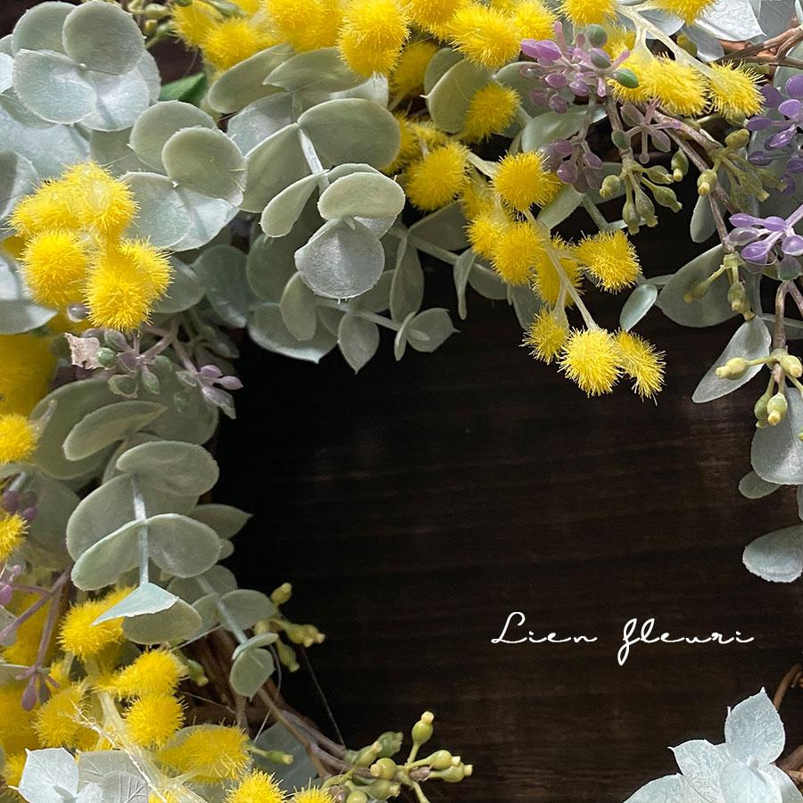 ミモザ 花 リース イエロー ユーカリ 風水 春 flower フラワー アーティフィシャル 造花 インテリア 誕生日 記念日 母の日 プレゼント |  | 04