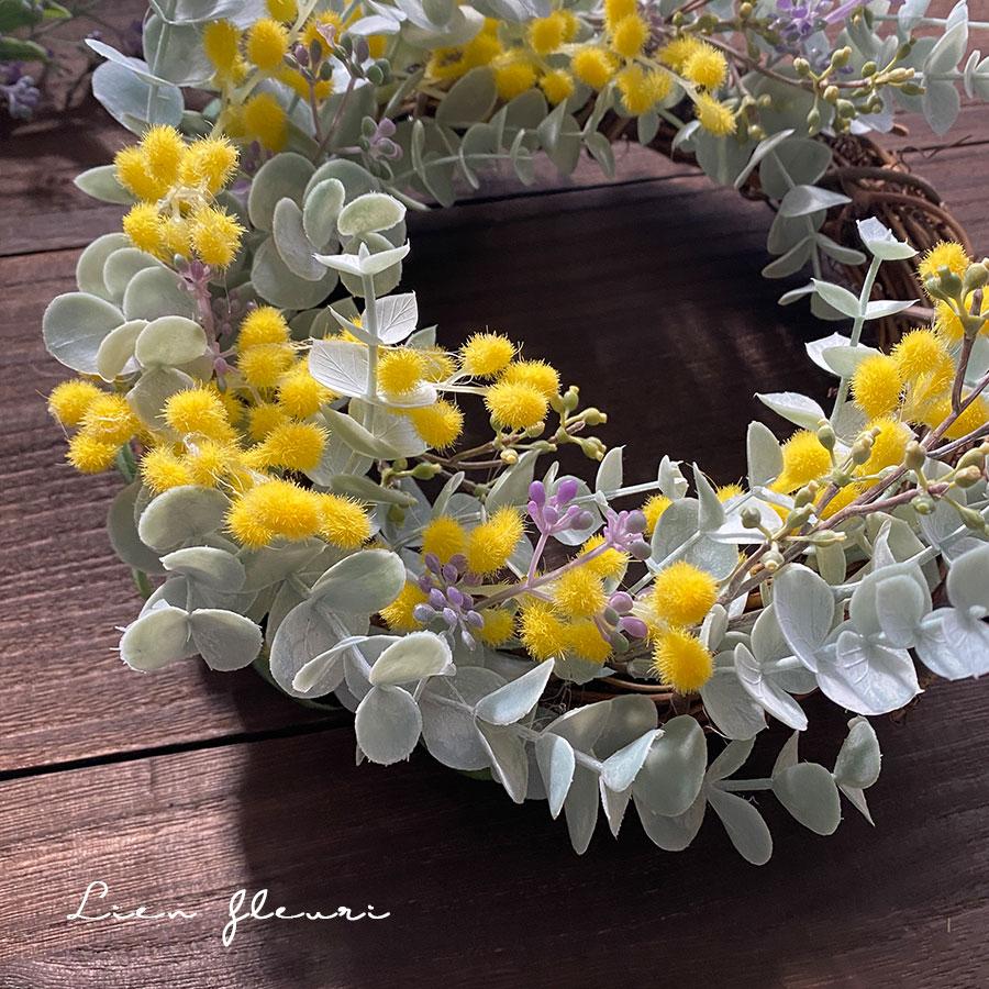 ミモザ 花 リース イエロー ユーカリ 風水 春 flower フラワー アーティフィシャル 造花 インテリア 誕生日 記念日 母の日 プレゼント |  | 03