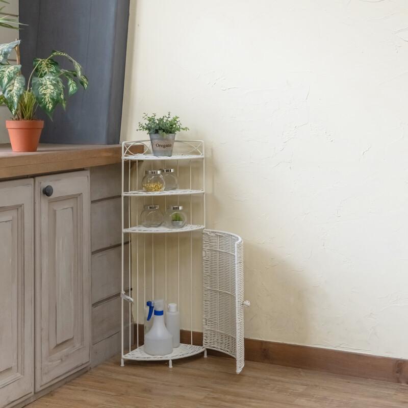 コーナーラック ラタン 3段 シェルフ 棚 人工ラタンチェスト ラタン調