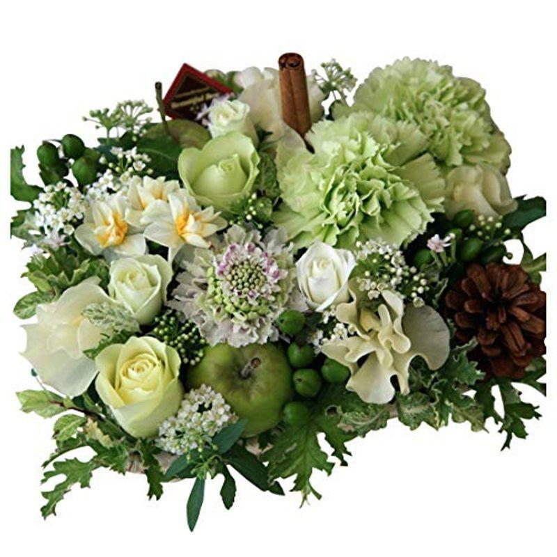 お得セット 誕生日お祝いに 白系 ホワイト アレンジメント 誕生日 ギフト フラワー 季節のお花を使った生花 Happy フラワーケーキアレンジメント 生花