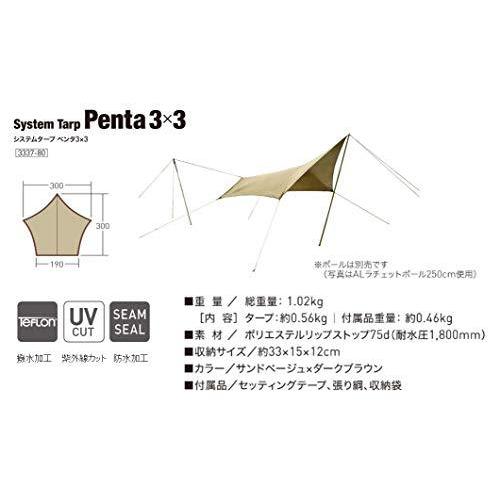 ogawa(オガワ) タープ 五角形タイプ システムタープ ペンタ3×3 3m×3m 3337 ブラウン ogawa オガワ タープ 五角形タイプ システムタープ ペンタ3×3 3m×3m