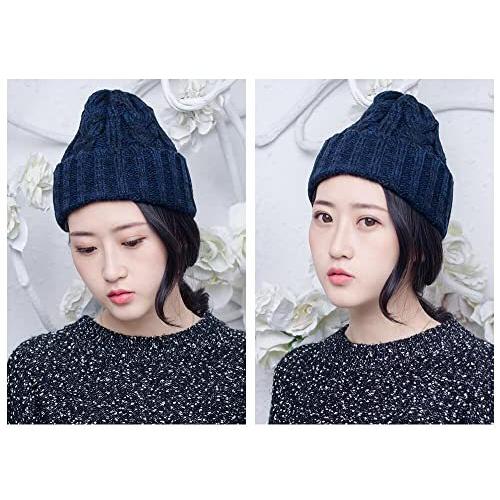 格安新品 帽子 ノーブランド品 ニット帽 ボンボン レディース 秋冬 帽子 深い ポンポン キャップ 防寒 暖かい 小顔効果 かわいい 無地 シンプ Denismilo Com