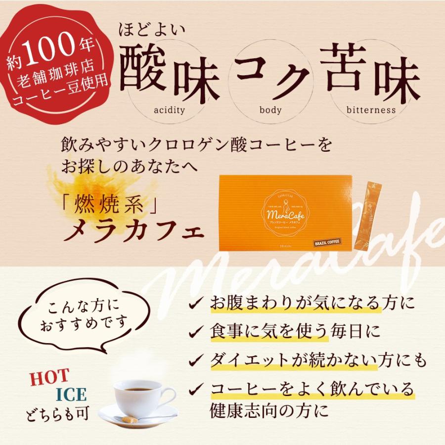 在庫一掃最安挑戦 ダイエットコーヒー メラカフェコーヒー 3箱セット クロロゲン酸 コーヒーポリフェノール L カルニチン コエンザイムq10 ブラジル豆 インスタントコーヒー 30 Offアウトレットsale