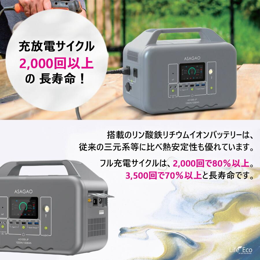 多機能ポータブル電源・バッテリー（蓄電池）AS-1000JP【大容量1008Wh 