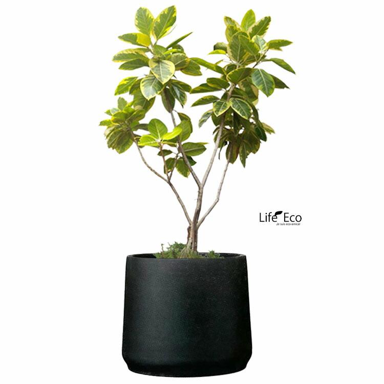 植木鉢 軽量大型 ポリストーンライト製 オプティマス ベース ブラック（黒）/ φ55cm×H46cm（18号）の画像