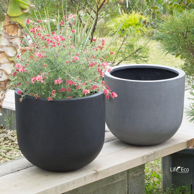 植木鉢 軽量大型 ポリストーンライト製 オプティマス Uポット ブラック