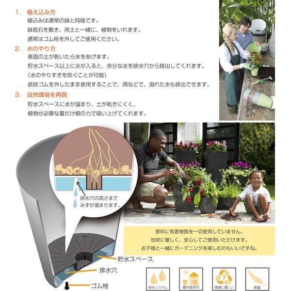 植木鉢 おしゃれ 底面給水型 アートストーン 35cm×H70cm トールスクエア ブラック 底栓付 