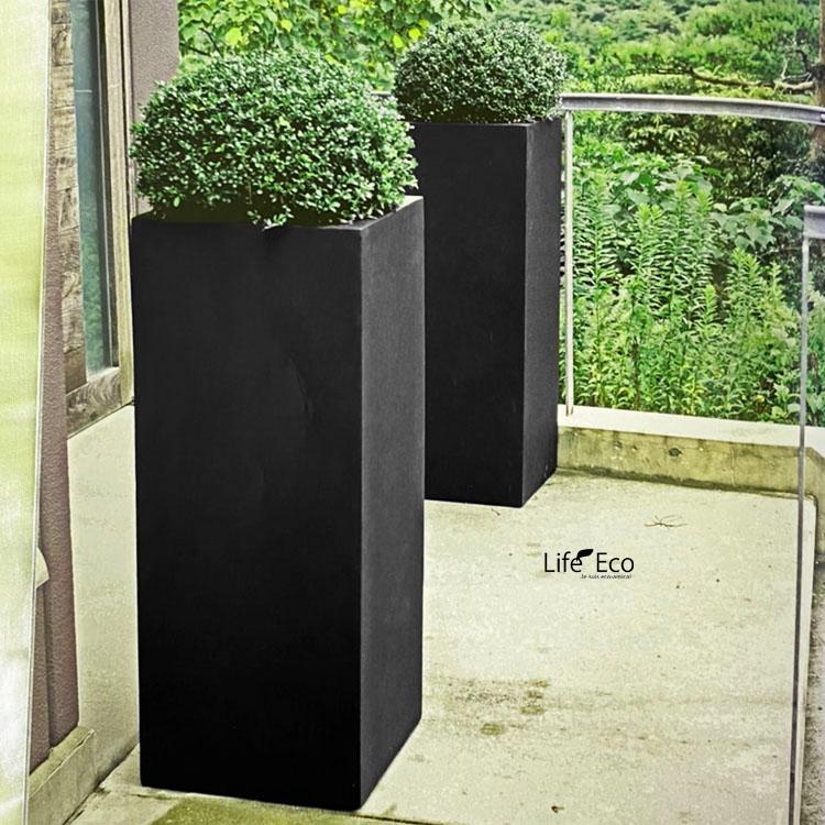 植木鉢 大型 ファイバー製 おしゃれ 軽量 BLヘリッチ 外寸□40cm ブラックの画像