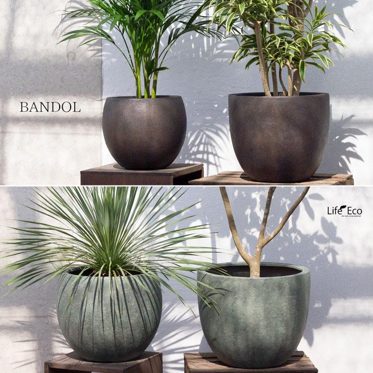 金属製ブラウン植木鉢 植木鉢 軽量大型 FRP製 バンドール ラウンド ブロンズ（ブラウン・茶
