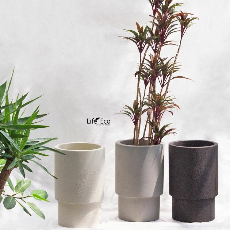 ホワイト陶器 ハンマード植木鉢 大 植木鉢 大型 デッカー ハイシリンダー ホワイト（白） φ32cm×H50cm（11
