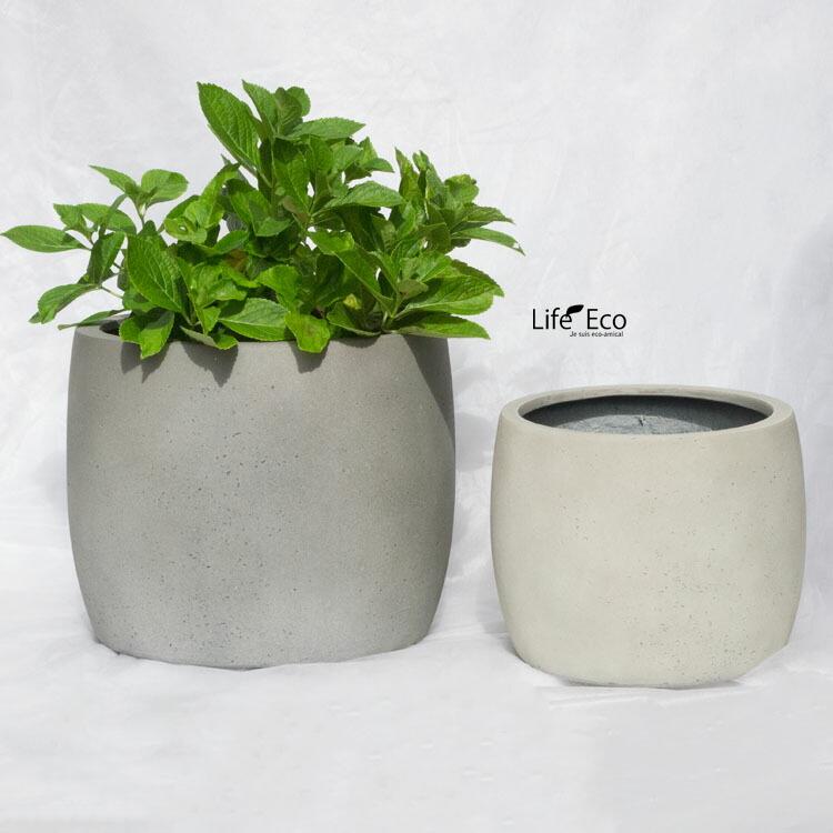 植木鉢 大型 軽量 FPR製 モードライト バレル ライトグレー / φ34cm