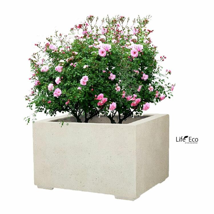 植木鉢 大型 軽量 FPR製 モードライト ローキューブ アンティークホワイト（白） / □60cm×H42.5cm（20号）の画像