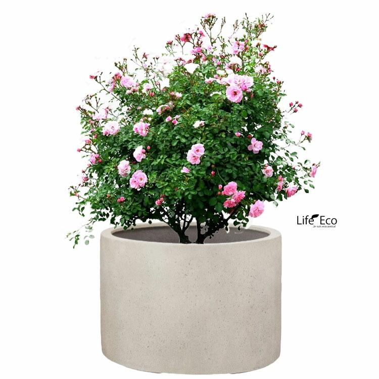 植木鉢 大型 軽量 FPR製 モードライト ローシリンダー アンティークホワイト（白） / φ60cm×H41cm（20号）の画像