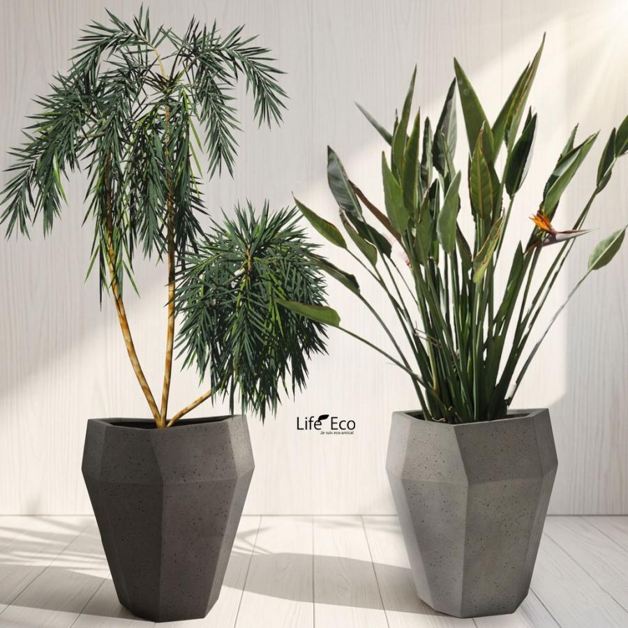 植木鉢 大型 軽量 FRP製 オクタジオ（OCTAGIO） ミドル マキアート（ブラウン・茶） φ48cm×H52cm（16号・16寸）_2