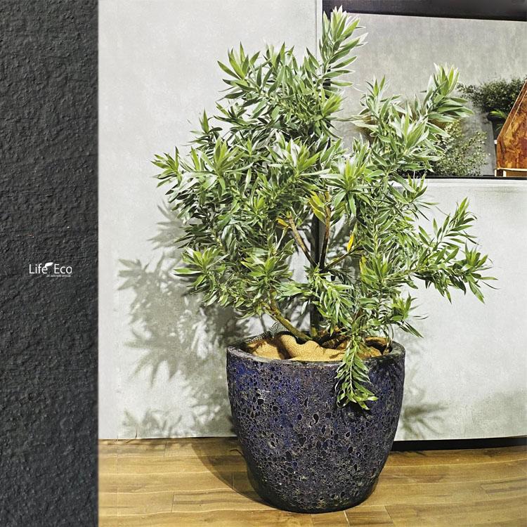 植木鉢 釉薬陶器製 大型 おしゃれ ボルカーノ ラウンド Fブラック（黒