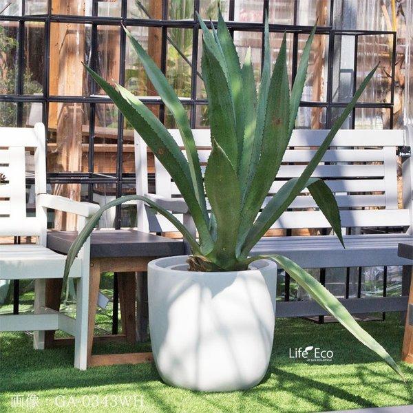 植木鉢 大型 軽量 ファイバークレイ製 バスク 外径43cm ラウンド ホワイトの画像