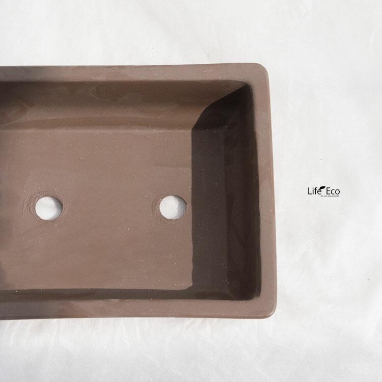 盆栽鉢 常滑焼 ウ泥長角 窓入 W27.5cm×D20.5cm×H8cm（9号）【在庫処分