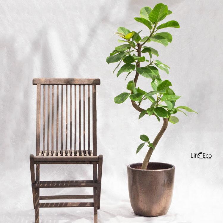 植木鉢 釉薬陶器製 ループ ラウンド カッパー（銅色・ブラウン・茶