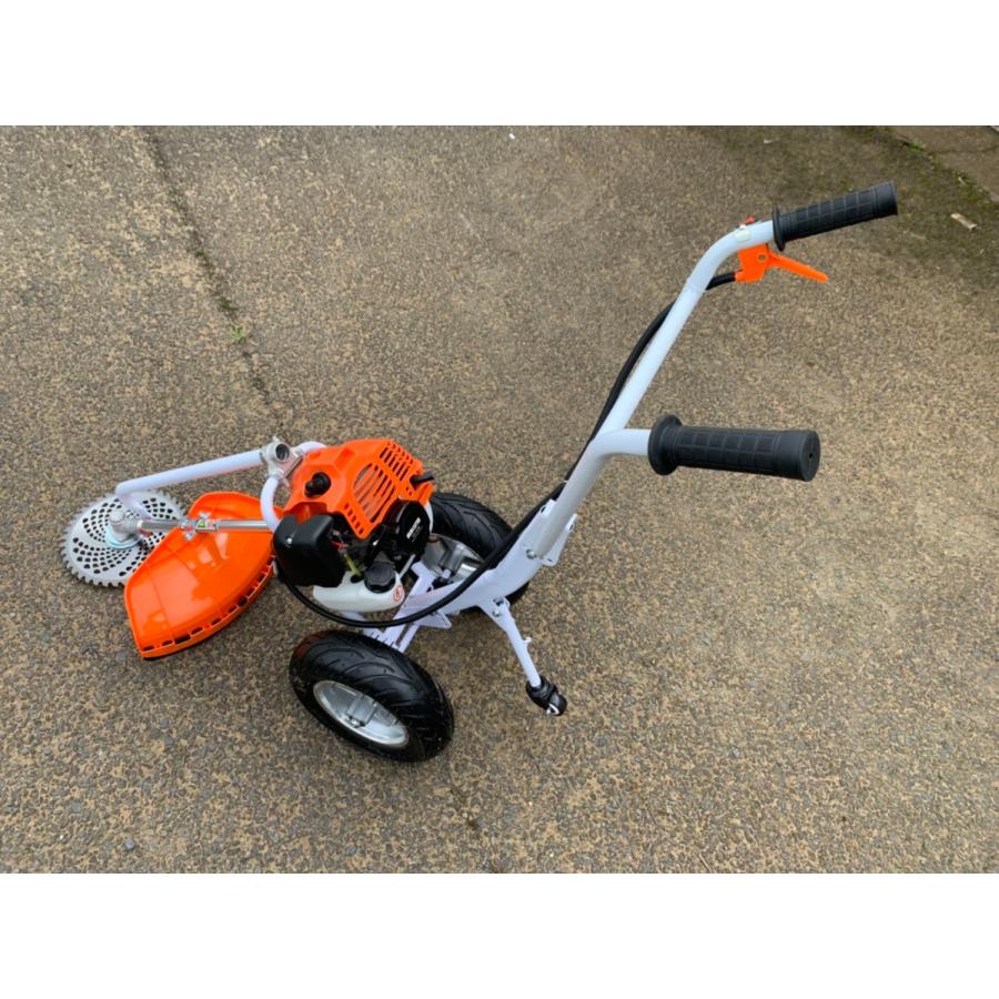タイヤ付き エンジン式 草刈機 52cc オレンジ&ホワイトフレーム タイヤ付き エンジン式 草刈機 52cc オレンジ&ホワイトフレーム