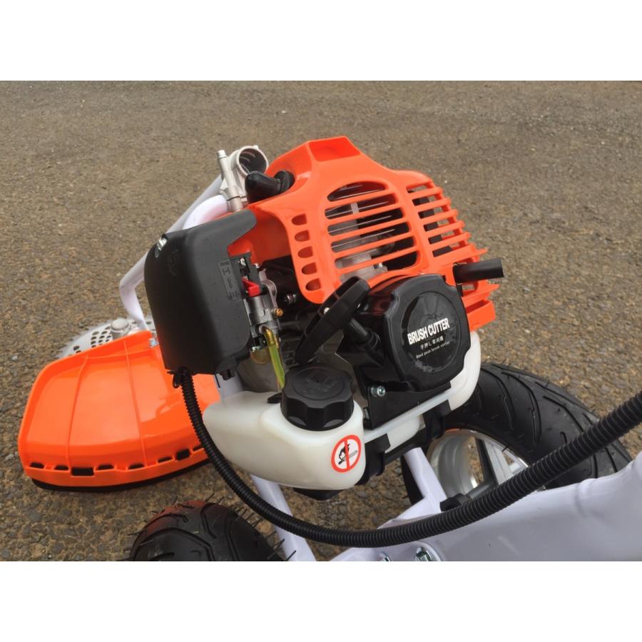 タイヤ付き エンジン式 草刈機 52cc オレンジ&ホワイトフレーム タイヤ付き エンジン式 草刈機 52cc オレンジ&ホワイトフレーム