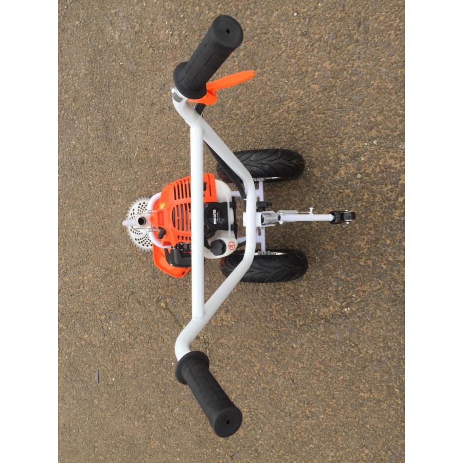 タイヤ付き エンジン式 草刈機 52cc オレンジ＆ホワイトフレーム