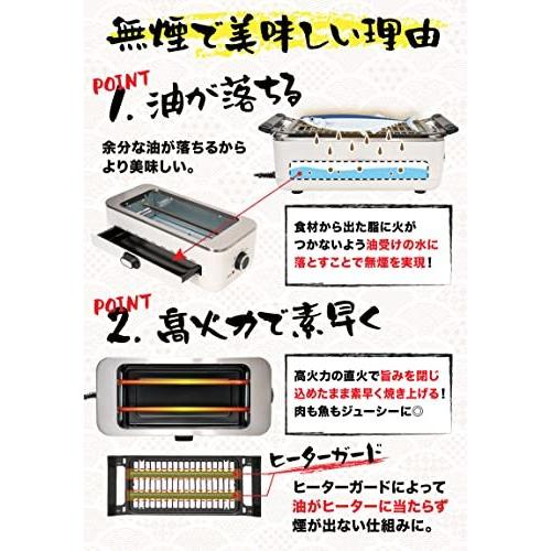 THANKO 無煙で美味しい「肉と魚のWグリル」S-SLG21W プレート2種 深型プレート 焼き網 フタ付き :s